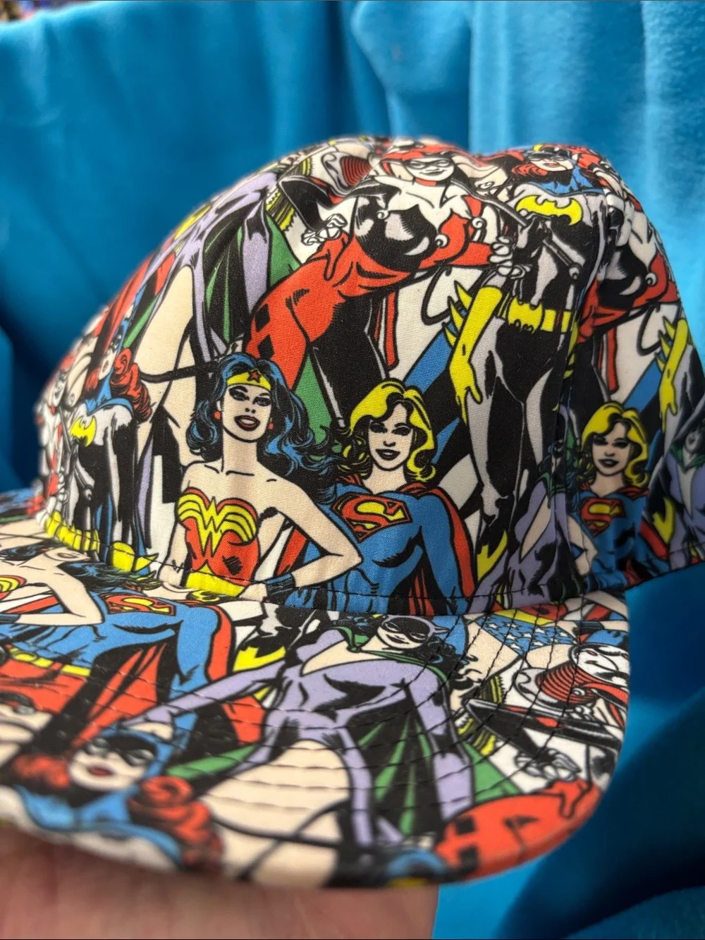 DC Comics Multicolor Women Superhero Panel Print Baseball Cap